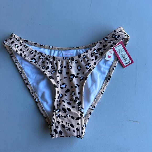 Xhilaration Juniors' High Leg Scoop Bikini Bottom Animal Print Size M - Picture 3 of 6